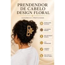 Prendedor de cabelo presilha garra quadrada de flor nude