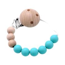 Prendedor De Chupeta De Silicone Colorido Com Contas Para Dentição, Grau Alimentício, Corrente