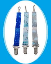 Prendedor De Chupeta Estampado Menino (kit Com 3 Un.)