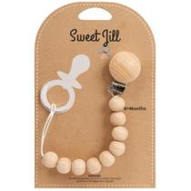 Prendedor de Chupeta Sweet Jill com Contas de Silicone e Presilha de Madeira 23 cm