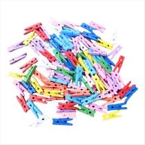 Prendedor de madeira Kit colorido 2.5cm com 100 grampos Prendedor de madeira Kit colorido 2.5cm com 100 grampos
