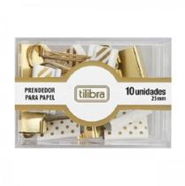 Prendedor de papel binder 25mm dourado blister c/10 uni 178268