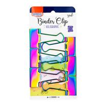 Prendedor De Papel Binder 25mm Rainbow Holográfico 6un