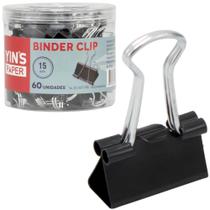 Prendedor de Papel Binder Clip 15mm Pote com 60 Peças de Metal YP7099 - Yins