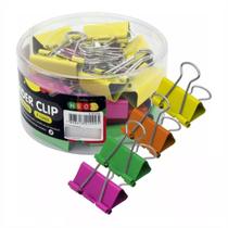 Prendedor De Papel Binder Clip 32mm Neon Brw 24un