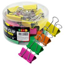 Prendedor De Papel Binder Clip 32mm Neon Brw 24un