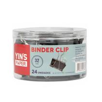 Prendedor de Papel Binder Clips 32MM - 24 Peças - Yins Paper UNICA Prendedor de Papel Binder Clips 32MM - 24 Peças - Yins Paper UNICA
