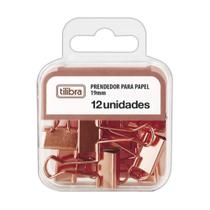 Prendedor de Papel Binder Ouro Rose Tilibra 19mm 12 Un