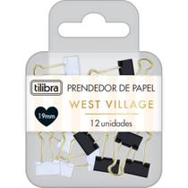 Prendedor De Papel West Village 19Mm Pt/Br C/12Un