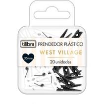 Prendedor de Papel WEST Village 32MM PT/BR C/20UN Blister