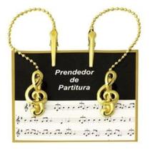 Prendedor de partitura clipets c/ corrente dourado