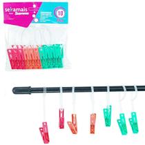 Prendedor De Roupa Com Haste Fixadora Com 10 Pecas 6X1,5Cm