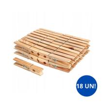 Prendedor De Roupa Em Madeira/pregador Kit 18 Unidades