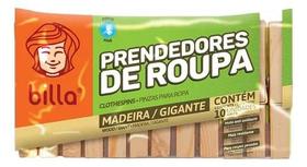 Prendedor De Roupa Madeira Billa Gigante 10 Unidades