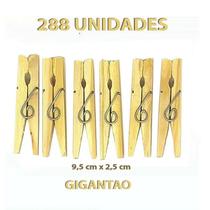 Prendedor De Roupa Madeira Para Varal Kit com 288 Unidades Gigantão