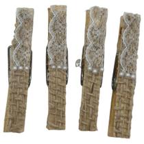 Prendedor Decorado - Renda/Juta - 4 unidades - Rizzo Prendedor Decorado - Renda/Juta - 4 unidades - Rizzo
