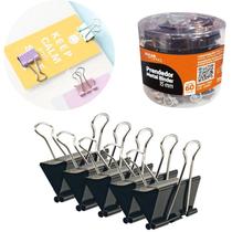 Prendedor Metal Binder 15mm Preto Escritório 60un