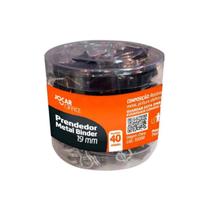 Prendedor Metal Binder Preto 19Mm Pote/40 Un Jocar Office