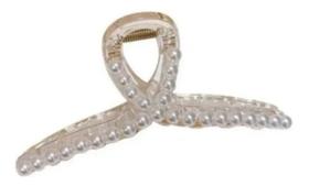 Prendedor Piranha De Cabelo Acetato Pérola Grande Moda Luxo Prendedor Piranha De Cabelo Acetato Pérola Grande Moda Luxo
