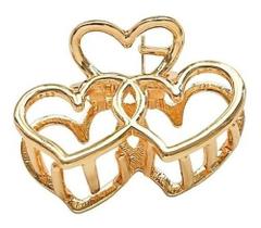 Prendedor Piranha Presilha Cabelo Metal Dois Corações Moda