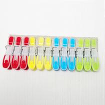 Prendedor Plástico 12 Peças Colors com Ponta Emborrachada