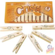 Prendedor roupas madeira comum c/12 cristal - 7896996600309