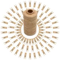 Prendedores de roupa JijaCraft 100 unidades com corda de 3,5 cm com fio de juta de 100 m