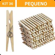 Prendedores Pregadores Roupas Madeira Kit C/36 Unid PEQUENO