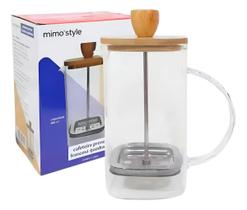 Prensa Francesa 350ml Cafeteira Quadrada com Tampa de Bambu Café Fresco com Estilo Natural