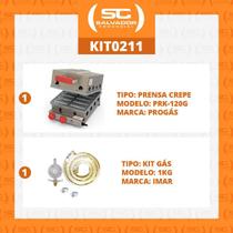 Prensa Gás Crepe Suíço 12 Cavidades Prk120G + Kit Gás Progás - Progas