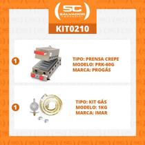 Prensa Gás Crepes Suíço 6 Cavidades Prk60G + Kit Gás Progás