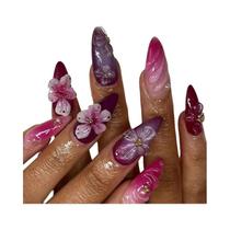 Prensa Longa De Flor Do Diabo De Amêndoa Marrom Em Unhas 24 Peças De Unhas Falsas De Pérola Listrada Prensa Longa De Flor Do Diabo De Amêndoa Marrom Em Unhas 24 Peças De Unhas Falsas De Pérola Listrada