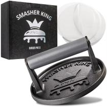 Prensa para hambúrguer SMASHER KING em ferro fundido com 25 folhas de papel Prensa para hambúrguer SMASHER KING em ferro fundido com 25 folhas de papel