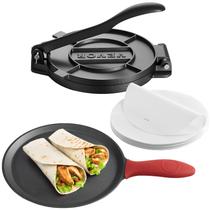 Prensa para tortilhas VEVOR de 20 cm em ferro fundido com alça +100 pergaminho
