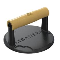 Prensador Bife Ferro Fundido Hambúrguer Cabo de Madeira 15cm Prensador Bife Ferro Fundido Hambúrguer Cabo de Madeira 15cm
