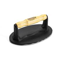Prensador Oval Grill Ferro Fundido Alça de Madeira 18x11,5cm Panela Mineira Prensador Oval Grill Ferro Fundido Alça de Madeira 18x11,5cm Panela Mineira