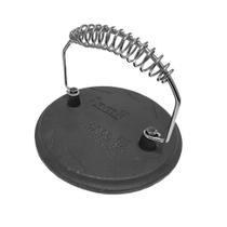 Prensador Redondo Grill Alça de Espiral Ferro Fundido 19cm Preto Panela Mineira Prensador Redondo Grill Alça de Espiral Ferro Fundido 19cm Preto Panela Mineira