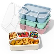 Preparação de refeições Bento Box XGXN com 4 compartimentos, 1000 ml (pacote com 4) de trigo Preparação de refeições Bento Box XGXN com 4 compartimentos, 1000 ml (pacote com 4) de trigo