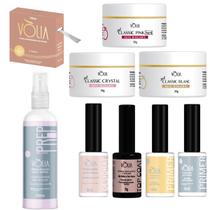 Preparadores Volia + Gel Crystal + Blanc + Pink Hard + Fibra