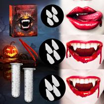 Presas de dentes de vampiro TLPUHU 6 pares e 3 tamanhos para cosplay de Halloween