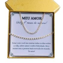 Presente 8 meses de namoro conjunto colar e pulseira masculina de prata 925