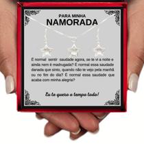 Presente Aniversário Namorada Colar Conjunto Estrela Prata 925 + Brincos + Dedicatória