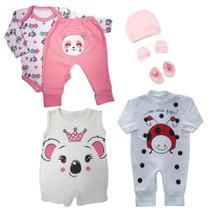 Presente Bebê 7 Pç Mijão Body Banho de Sol Macacão Kit Touca Presente Bebê 7 Pç Mijão Body Banho de Sol Macacão Kit Touca