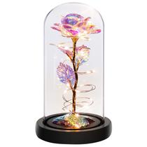 Presente Childom Rainbow Light Up Rose em cúpula de vidro para mãe