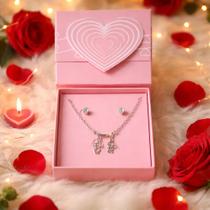 Presente Colar Choker+Brinco+CaixA Aço Inox 2 Filhos CASAL Presente Colar Choker+Brinco+CaixA Aço Inox 2 Filhos CASAL