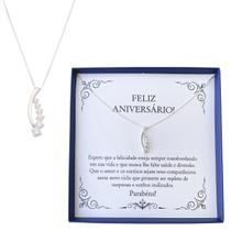 Presente Colar Feliz Aniversário Prata 925 Festa Brilhante
