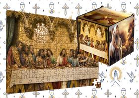 Presente Cristão Quebra Cabeça + Caixa em MDF Santa Ceia Jesus