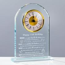 Presente de 75º aniversário Crystal Clock personalizado para ela Presente de 75º aniversário Crystal Clock personalizado para ela