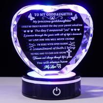 Presente de afilhada YWHL Crystal Heart Keepsake com base de LED Presente de afilhada YWHL Crystal Heart Keepsake com base de LED