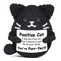 Presente de animal de crochê positivo para gatos de pelúcia, preto, AIcase Presente de animal de crochê positivo para gatos de pelúcia, preto, AIcase